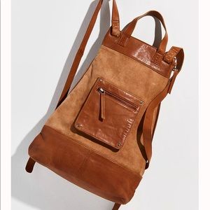 Free People Tan Leather Backpack with Vintage Look